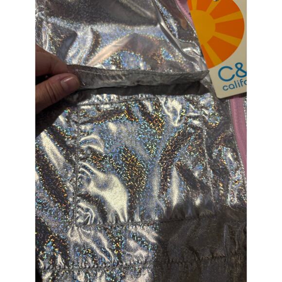 C & C 8 silver lightweight hooded lined jacket windbreaker nwt perfect - Picture 4 of 6